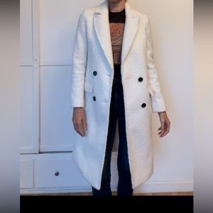 Express White Double-Breasted Trench Coat